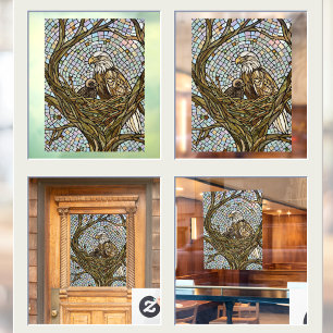 Faux Stained Glass Eagle and Eaglet Opaque Window Cling