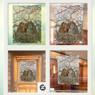 Faux Stained Glass Eagle and Eaglet Window Cling