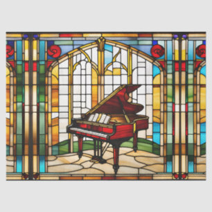 Faux Stained Glass Grand Piano for Decoupage Craft Tissue Paper