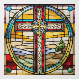 Faux Stained Glass Guitar Window Cling