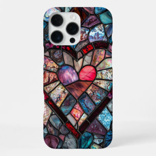 Faux Stained Glass Heart Valentine's Day iPhone 16 Pro Max Case