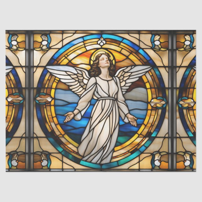 Faux Stained Glass Heavenly Angel for Decoupage Cr Tissue Paper (Front)
