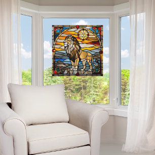 Faux Stained Glass Lion Window Cling