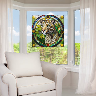 Faux Stained Glass Lioness Window Cling