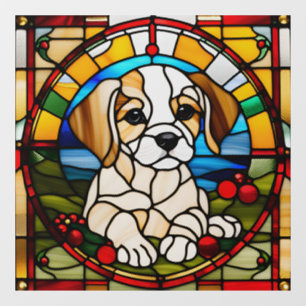 Faux Stained Glass Look Puppy Window Cling