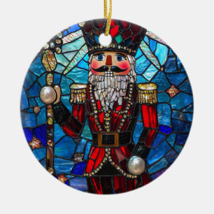 Faux Stained Glass Nutcracker  Ceramic Tree Decoration
