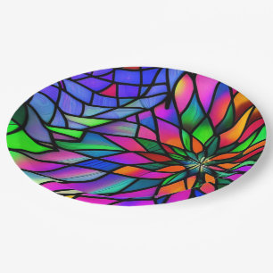 Faux Stained Glass Paper Plate