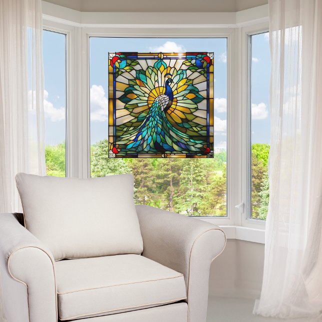 Faux Stained Glass Peacock l  Window Cling (Creator Uploaded)