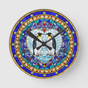 Faux Stained Glass Penguin Clock