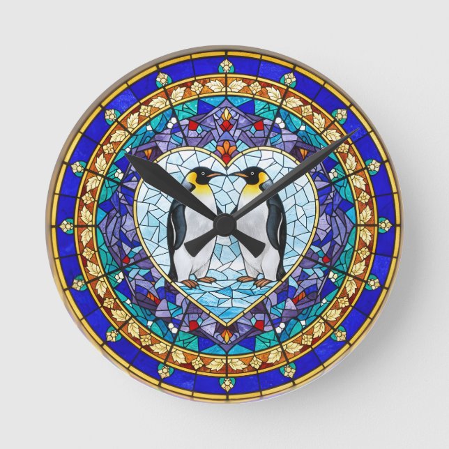Faux Stained Glass Penguin Clock (Front)