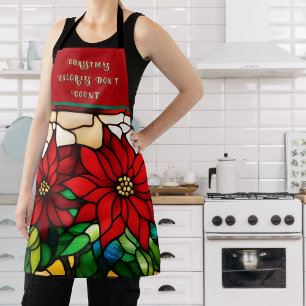 Faux Stained Glass Poinsettias Apron