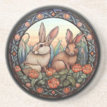 Faux Stained Glass Rabbits Coaster<br><div class="desc">Elevate your home decor with our enchanting Faux Stained Glass Rabbit Coaster. This unique drink mat features a whimsical bunny design that adds a touch of charm to any space. Crafted with care, our sandstone art coaster is a perfect blend of functionality and artistic expression. Made to resemble stained glass,...</div>