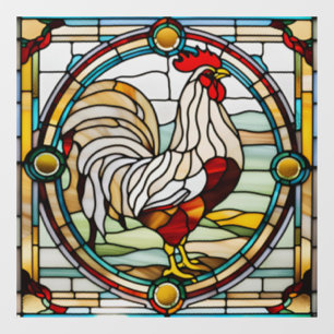 Faux Stained Glass Rooster Window Cling
