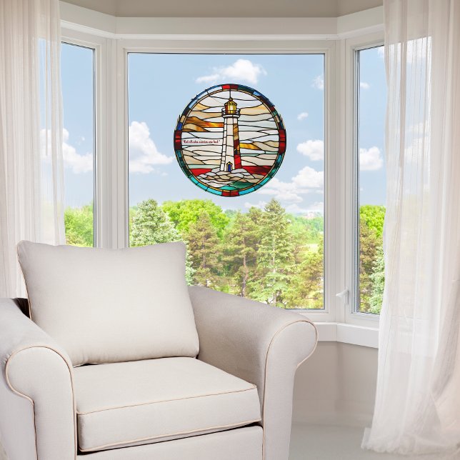 Faux Stained-Glass Round Customisable Lighthouse Window Cling (Creator Uploaded)