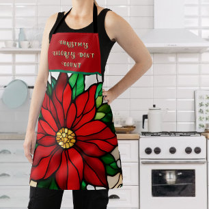 Faux Stained Glass Single Poinsettia Apron