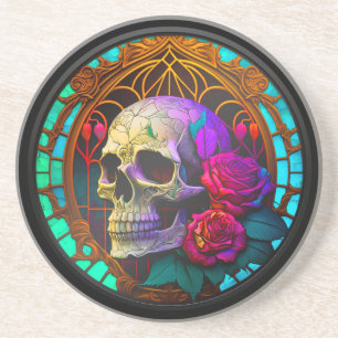 Faux Stained Glass Skull Coaster