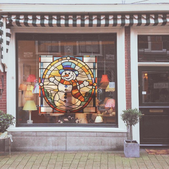 Faux Stained-Glass Snowman Large Window Cling (Creator Uploaded)