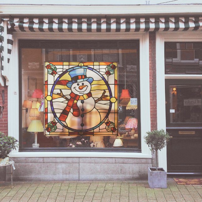 Faux Stained-Glass Snowman Large Window Cling (Creator Uploaded)