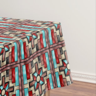 Faux stained glass Southwestern pattern tablecloth