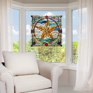  Faux Stained Glass Starfish Window Cling