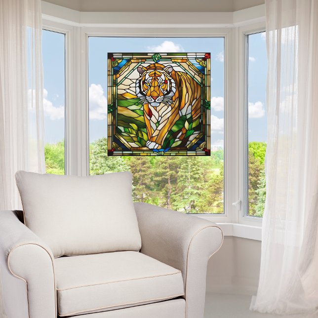  Faux Stained Glass Tiger Window Cling (Creator Uploaded)