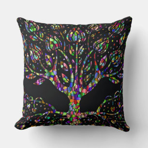 Faux Stained Glass Tree Of Prosperity Cushion