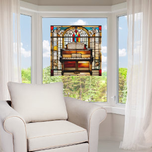 Faux Stained Glass Upright Piano Window Cling