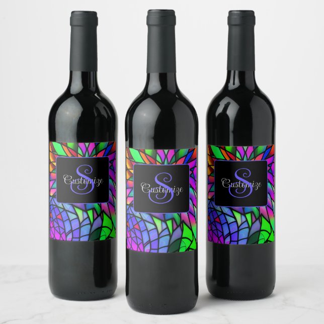 Faux Stained Glass Wine Label (Bottles)