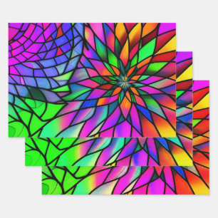 Faux Stained Glass Wrapping Paper Sheet