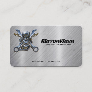 Faux Stainless Steel Motorcycle Business Card