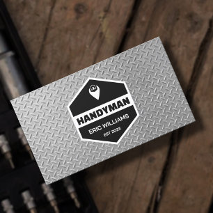 Faux stamped metal texture handyman Business Card