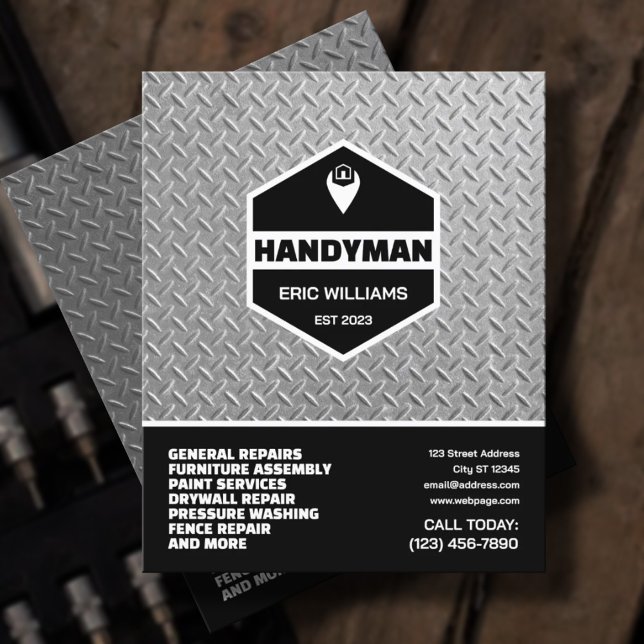 Faux stamped metal texture handyman flyer (Creator Uploaded)