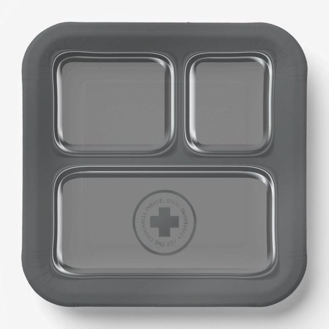 Faux Steel Hospital Prison Food Tray Paper Plate (Front)