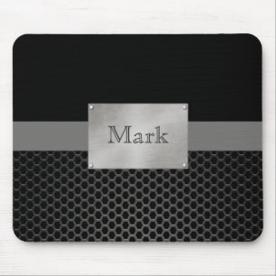 Faux Steel Nameplate Personalised Mouse Mat