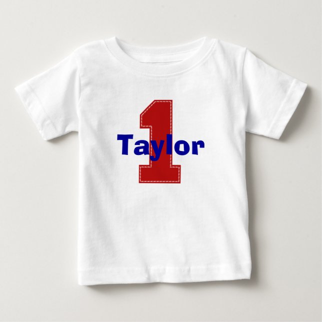 Faux Stitch First Birthday Shirt (Front)