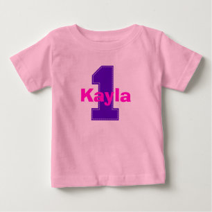 Faux Stitch First Birthday Shirt in Purple