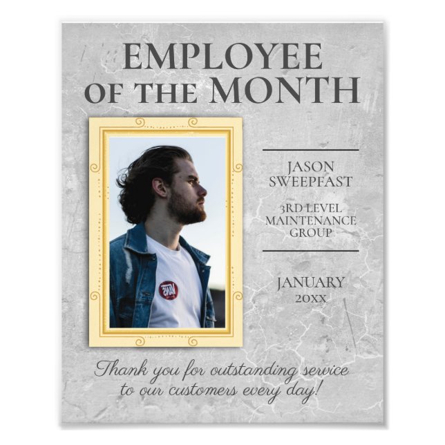 Faux stone employee of the month photo display (Front)