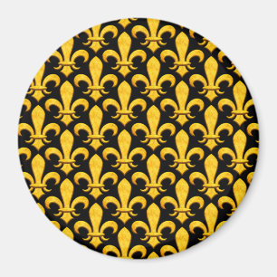 Faux Stone Gold Fleur de lis Magnet