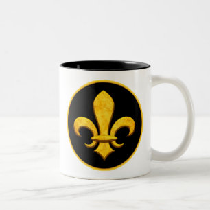 Faux Stone Gold Fleur de lis Two-Tone Coffee Mug