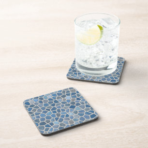 Faux Stone Mosaic, Blue, Slate, Grey Coaster