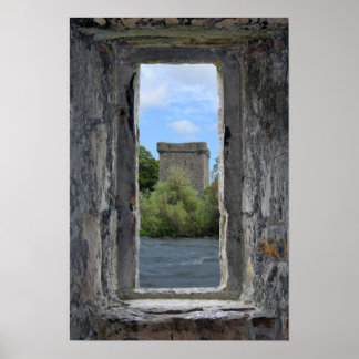 Faux Stone Window framing a Scottish Castle Poster