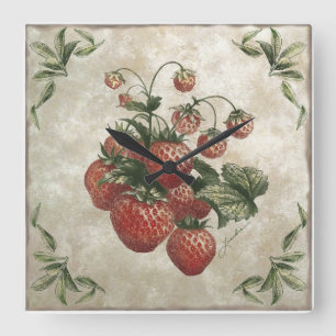 Faux Strawberries Tile Clock