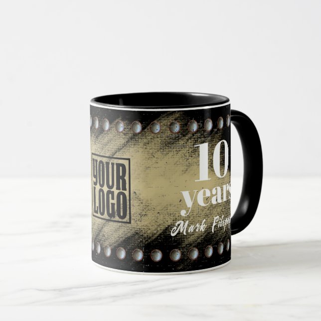Faux studs employee anniversary recognition mug (Front Right)