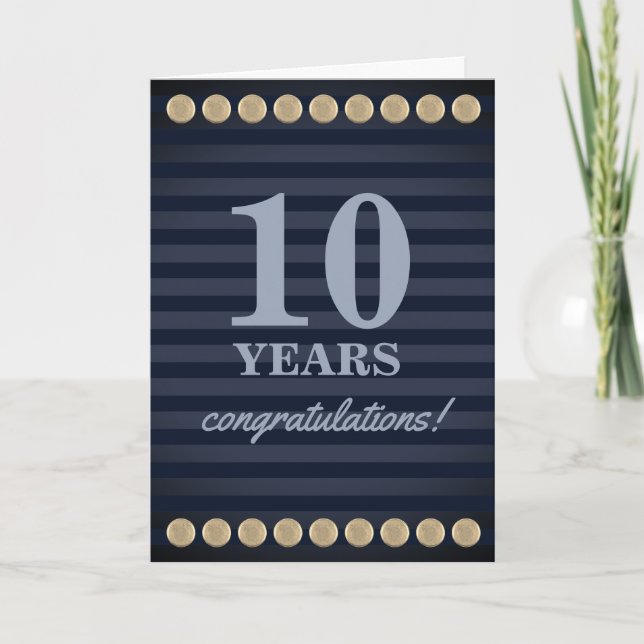 Faux studs milestone employee anniversary card (Front)