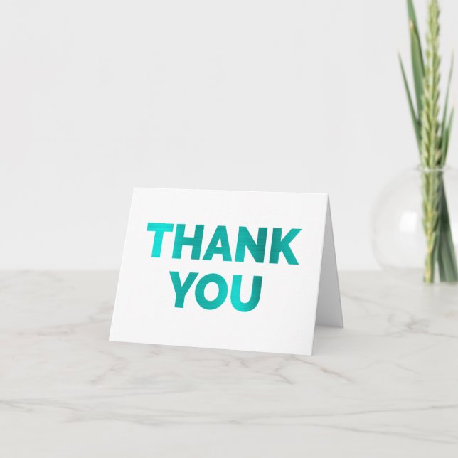 Faux Teal and Turquoise Foil Thank You Card (Front)