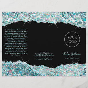 Faux teal glitter brochure