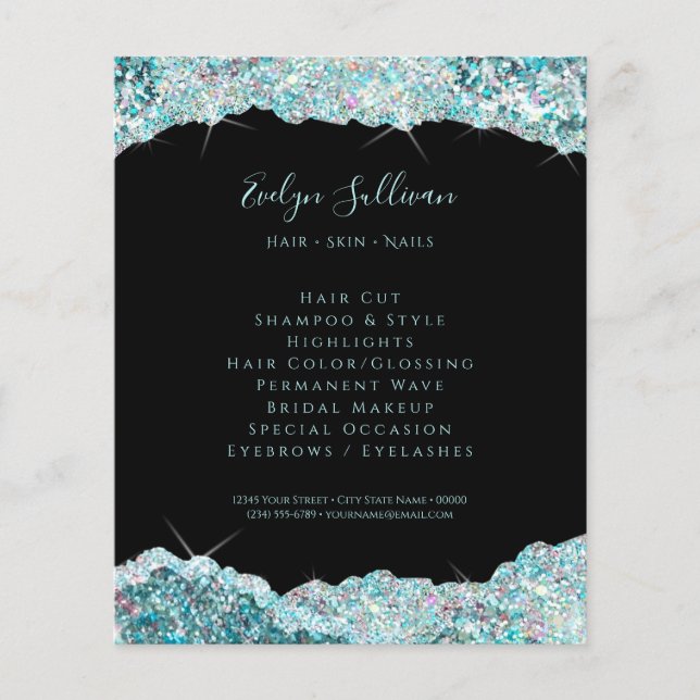 Faux teal glitter flyer (Front)