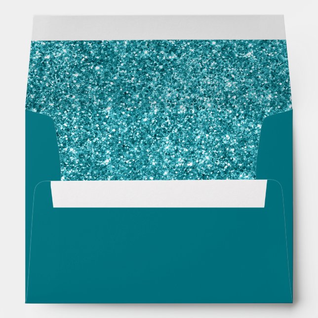 Faux Teal Glitter Photo Envelopes (Back (Bottom))