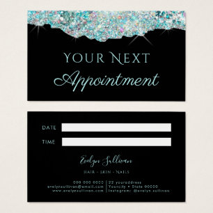 Faux teal glitter sequin Appointment Card