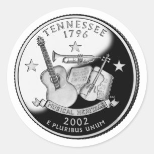 Faux Tennessee State Quarter Classic Round Sticker